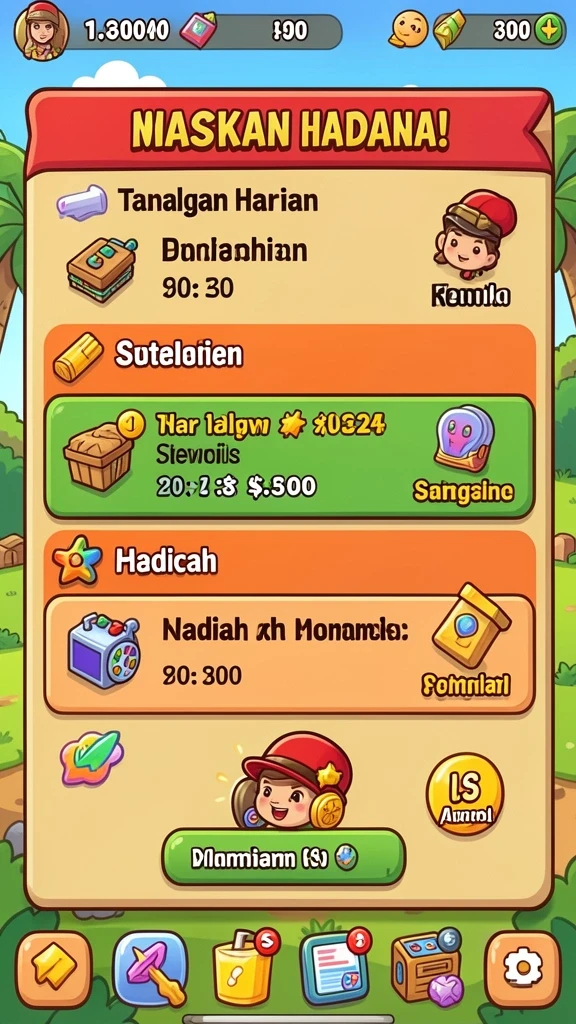 Menampilkan karakter utama yang siap beraksi.